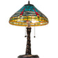 Meyda Lighting Tiffany Dragonfly 24" 3-Light Mahogany Bronze Twisted Fly Mosaic Base Table Lamp With Multi-Colored Stained Shade Glass