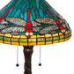 Meyda Lighting Tiffany Dragonfly 24" 3-Light Mahogany Bronze Twisted Fly Mosaic Base Table Lamp With Multi-Colored Stained Shade Glass
