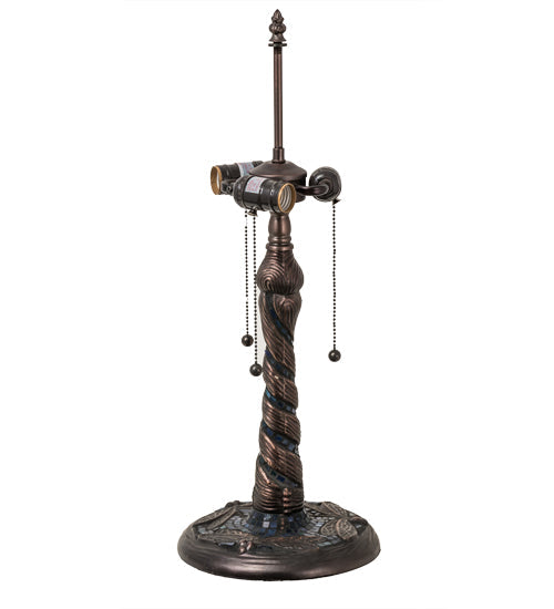 Meyda Lighting Tiffany Dragonfly 24" 3-Light Mahogany Bronze Twisted Fly Mosaic Base Table Lamp With Multi-Colored Stained Shade Glass