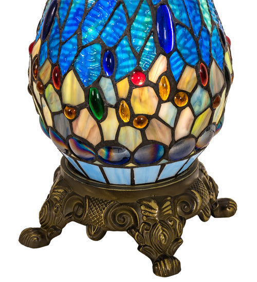 Meyda Lighting Tiffany Dragonfly 25" 3-Light Mahogany Bronze Table Lamp Base