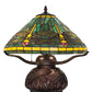 Meyda Lighting Tiffany Dragonfly 261256 17" 3-Light Mahogany Bronze Table Lamp With Multi-Colored Shade Glass