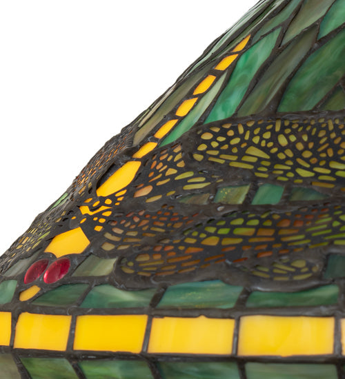 Meyda Lighting Tiffany Dragonfly 261256 17" 3-Light Mahogany Bronze Table Lamp With Multi-Colored Shade Glass