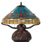 Meyda Lighting Tiffany Dragonfly 261259 17" 3-Light Mahogany Bronze Table Lamp With Multi-Colored Shade Glass