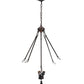 Meyda Lighting Tiffany Edwardian 23" 3-Light Mahogany Bronze Inverted Pendant Light With Multi-Colored Stained Shade Glass