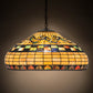 Meyda Lighting Tiffany Edwardian 23" 3-Light Mahogany Bronze Pendant Light With Brown & Beige Stained Shade Glass