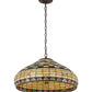 Meyda Lighting Tiffany Edwardian 23" 3-Light Mahogany Bronze Pendant Light With Brown & Beige Stained Shade Glass