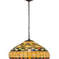 Meyda Lighting Tiffany Edwardian 23" 3-Light Mahogany Bronze Pendant Light With Brown & Beige Stained Shade Glass