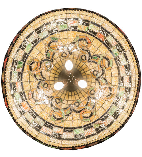 Meyda Lighting Tiffany Edwardian 23" 3-Light Mahogany Bronze Pendant Light With Brown & Beige Stained Shade Glass