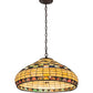 Meyda Lighting Tiffany Edwardian 23" 3-Light Mahogany Bronze Pendant Light With Brown & Beige Stained Shade Glass