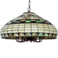 Meyda Lighting Tiffany Edwardian 23" 9-Light Mahogany Bronze Pendant Light With Multi-Colored Stained Shade Glass