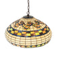 Meyda Lighting Tiffany Edwardian 23" 9-Light Mahogany Bronze Pendant Light With Multi-Colored Stained Shade Glass