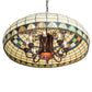 Meyda Lighting Tiffany Edwardian 23" 9-Light Mahogany Bronze Pendant Light With Multi-Colored Stained Shade Glass
