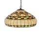 Meyda Lighting Tiffany Edwardian 23" 9-Light Mahogany Bronze Pendant Light With Multi-Colored Stained Shade Glass