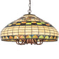 Meyda Lighting Tiffany Edwardian 23" 9-Light Mahogany Bronze Pendant Light With Multi-Colored Stained Shade Glass