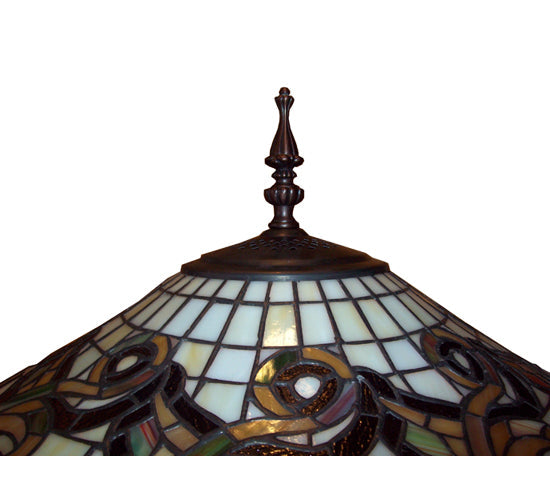 Meyda Lighting Tiffany Edwardian 63" 3-Light Mahogany Bronze Floor Lamp With Multi-Colored Stained Shade Glass