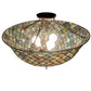 Meyda Lighting Tiffany Fishscale 24" 3-Light Mahogany Bronze Flush Mount Light With Green & Blue Shade Glass