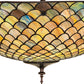 Meyda Lighting Tiffany Fishscale 24" 3-Light Mahogany Bronze Flush Mount Light With Green & Blue Shade Glass