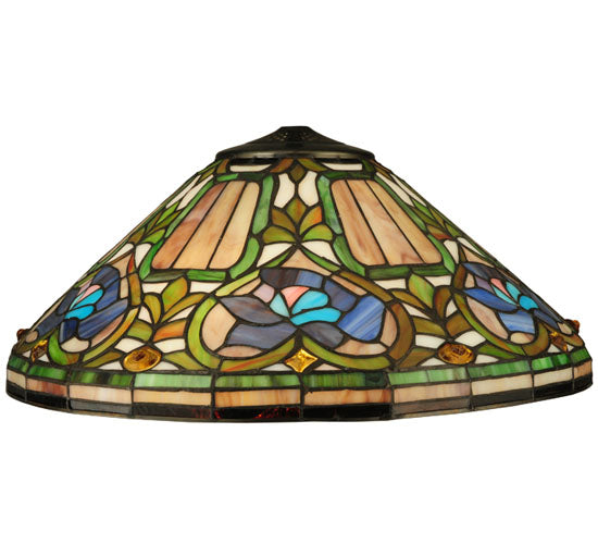 Meyda Lighting Tiffany Floral 27" 2-Light Mahogany Bronze Table Lamp With Multi-Colored Shade Glass