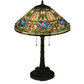 Meyda Lighting Tiffany Floral 27" 2-Light Mahogany Bronze Table Lamp With Multi-Colored Shade Glass