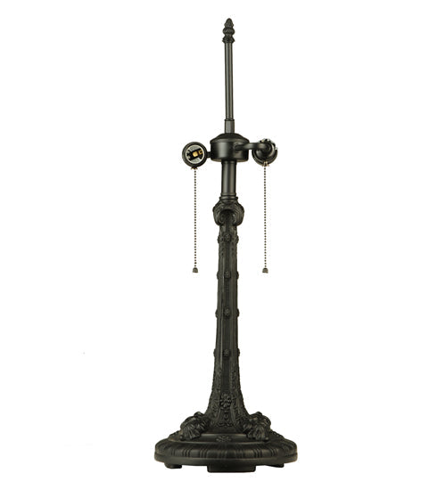 Meyda Lighting Tiffany Floral 27" 2-Light Mahogany Bronze Table Lamp With Multi-Colored Shade Glass