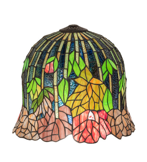 Meyda Lighting Tiffany Flowering Lotus 14" Multi-Colored Stained Shade Glass