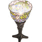 Meyda Lighting Tiffany Flowering Lotus 15" Mahogany Bronze Mini Table Lamp With Multi-Colored Stained Shade Glass