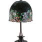 Meyda Lighting Tiffany Flowering Lotus 32" 3-Light Mahogany Bronze Table Lamp With Multi-Colored Shade Glass