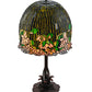 Meyda Lighting Tiffany Flowering Lotus 32" 3-Light Mahogany Bronze Table Lamp With Multi-Colored Shade Glass