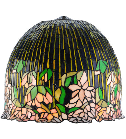 Meyda Lighting Tiffany Flowering Lotus 32" 3-Light Mahogany Bronze Table Lamp With Multi-Colored Shade Glass