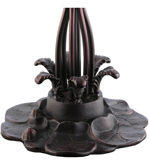 Meyda Lighting Tiffany Flowering Lotus 32" 3-Light Mahogany Bronze Table Lamp With Multi-Colored Shade Glass