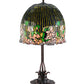 Meyda Lighting Tiffany Flowering Lotus 32" 3-Light Mahogany Bronze Table Lamp With Multi-Colored Shade Glass
