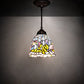 Meyda Lighting Tiffany Flowering Lotus 8" Mahogany Bronze Mini Pendant Light With Multi-Colored Stained Shade Glass