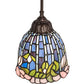 Meyda Lighting Tiffany Flowering Lotus 8" Mahogany Bronze Mini Pendant Light With Multi-Colored Stained Shade Glass