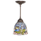 Meyda Lighting Tiffany Flowering Lotus 8" Mahogany Bronze Mini Pendant Light With Multi-Colored Stained Shade Glass