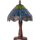 Meyda Lighting Tiffany Hanginghead Dragonfly 12" Mahogany Bronze Mini Table Lamp With Multi-Colored Shade Glass and Mosaic Base