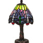 Meyda Lighting Tiffany Hanginghead Dragonfly 12" Mahogany Bronze Table Lamp With Multi-Colored Shade Glass