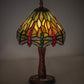 Meyda Lighting Tiffany Hanginghead Dragonfly 12" Mahogany Bronze Twisted Fly Mosaic Mini Table Lamp With Multi-Colored Shade Glass