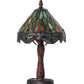 Meyda Lighting Tiffany Hanginghead Dragonfly 12" Mahogany Bronze Twisted Fly Mosaic Mini Table Lamp With Multi-Colored Shade Glass