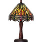 Meyda Lighting Tiffany Hanginghead Dragonfly 12" Mahogany Bronze Twisted Fly Mosaic Mini Table Lamp With Multi-Colored Shade Glass