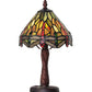 Meyda Lighting Tiffany Hanginghead Dragonfly 12" Mahogany Bronze Twisted Fly Mosaic Mini Table Lamp With Multi-Colored Shade Glass