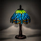 Meyda Lighting Tiffany Hanginghead Dragonfly 13" Mahogany Bronze Mini Table Lamp With Multi-Colored Shade Glass