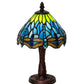 Meyda Lighting Tiffany Hanginghead Dragonfly 13" Mahogany Bronze Mini Table Lamp With Multi-Colored Shade Glass
