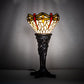 Meyda Lighting Tiffany Hanginghead Dragonfly 15" Mahogany Bronze Mini Table Lamp With Beige & Red Stained Shade Glass