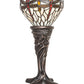 Meyda Lighting Tiffany Hanginghead Dragonfly 15" Mahogany Bronze Mini Table Lamp With Beige & Red Stained Shade Glass