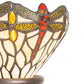Meyda Lighting Tiffany Hanginghead Dragonfly 15" Mahogany Bronze Mini Table Lamp With Beige & Red Stained Shade Glass