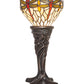 Meyda Lighting Tiffany Hanginghead Dragonfly 15" Mahogany Bronze Mini Table Lamp With Beige & Red Stained Shade Glass