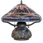 Meyda Lighting Tiffany Hanginghead Dragonfly 16" 2-Light Timeless Bronze Table Lamp With Multi-Colored Shade Glass