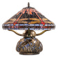 Meyda Lighting Tiffany Hanginghead Dragonfly 16" 2-Light Timeless Bronze Table Lamp With Multi-Colored Shade Glass