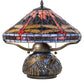 Meyda Lighting Tiffany Hanginghead Dragonfly 16" 2-Light Timeless Bronze Table Lamp With Multi-Colored Shade Glass