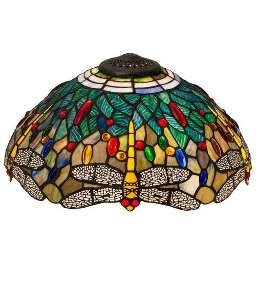 Meyda Lighting Tiffany Hanginghead Dragonfly 16" Multi-Colored Shade Glass